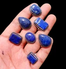 Worry Lapis Lazuli Gemstone Rings Lot 925 Sterling Silver Plated Gift Jewelry