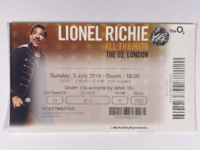 Lionel Richie Concert Ticket Original All The Hits Complete Circa July 2016