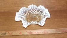 Vtg Fenton Opalescent 10 " ruffled Hobnail Bowl VGC Free S/H