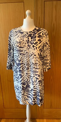Warehouse Animal Print Silk Shift Dress UK 18 NEW Leopard Smock