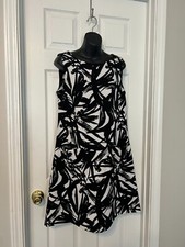 SCARLETT Black/White Abstract Print Sleeveless A-Line Dress Sz 12