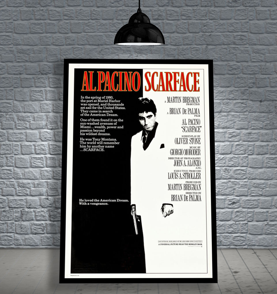 SCARFACE 1983 AL PACINO FRAMED MOVIE POSTER PRINT CINEMA A1 & 60X40CM