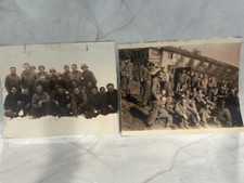 Lot of 2 Original WWII Era Soldier Group Photographs Vintage Prints