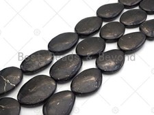 Natural Smooth Flat Shungite Oval Shape Beads - 30x40mm - SKU U986
