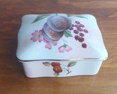 Vintage Royal Worcester Spode Palissy Obst Beeren Design Schmuckschatulle