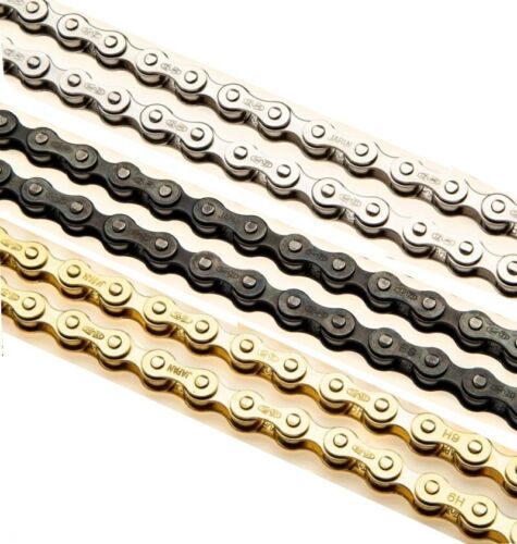 Izumi BMX single speed bicycle chain 1/2 X 1/8 116L JET BLACK (with GOLD pins) *MADE IN JAPAN
