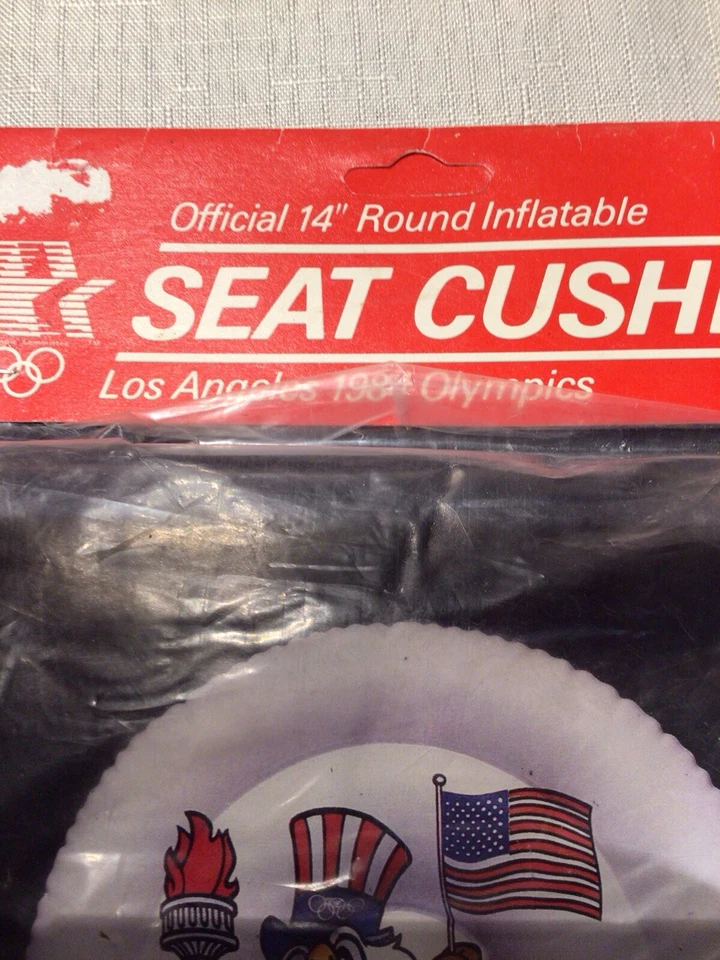Vintage 1984 Olympics Los Angeles Official 14” Round Inflatable Seat Cushion USA - Image 2 of 3
