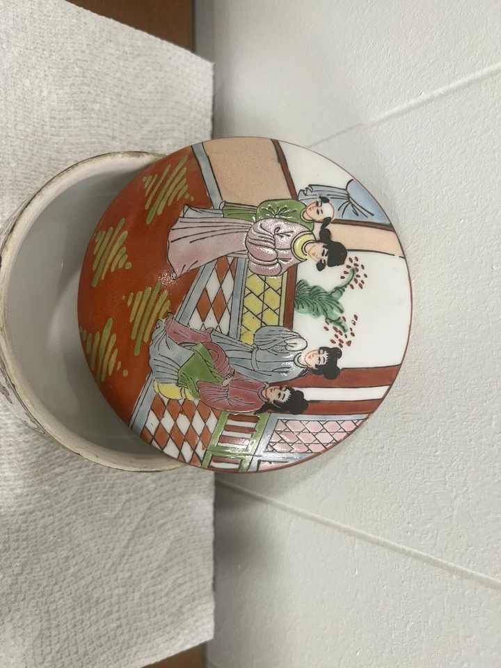 ANTIQUE LATE 19c QING GUANXU CHINESE FAMILLE ROSE POWEDER BOX JAR 帝中國古董瓷器清 - Изображение 4 из 4