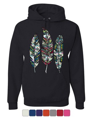 Three Feathers Hoodie Cute Nature Wildlife Ornament Colorful Sweatshirt