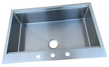 Topmount Single Bowl with 3 Tap Holes 304 Stainless Steel, 33" x 22" x 9"