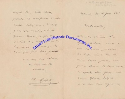 Frederic Mistral signed letter in Occitan - Nobel Prize in Literature recipient