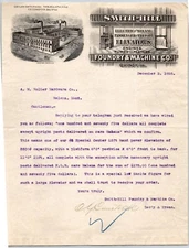 Smith Hill Foundry & Machine Co Elevators Engines Quincy, IL 1893 Letterhead
