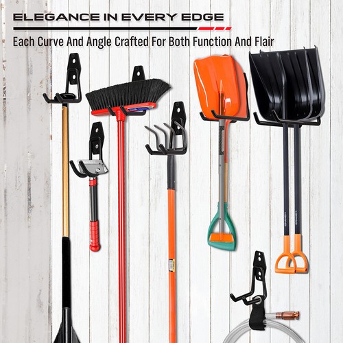 15X Storage Hooks Utility Double Wall Mount Garage Organization Tools Heavy Duty - Picture 5 of 9