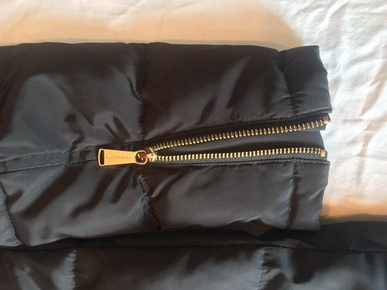 Michael Kors donna nero finiture in pelliccia sintetica cappuccio tampone parka nuovo XS