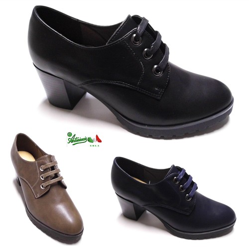 Scarpe donna trendy comode tacco lacci gomma SF889-233 sala hostess  alberghiero | eBay
