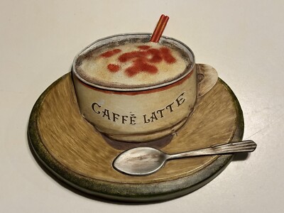 Metal 3D Coffee Bar Mug Caffe Latte Wall Art Sign Minty
