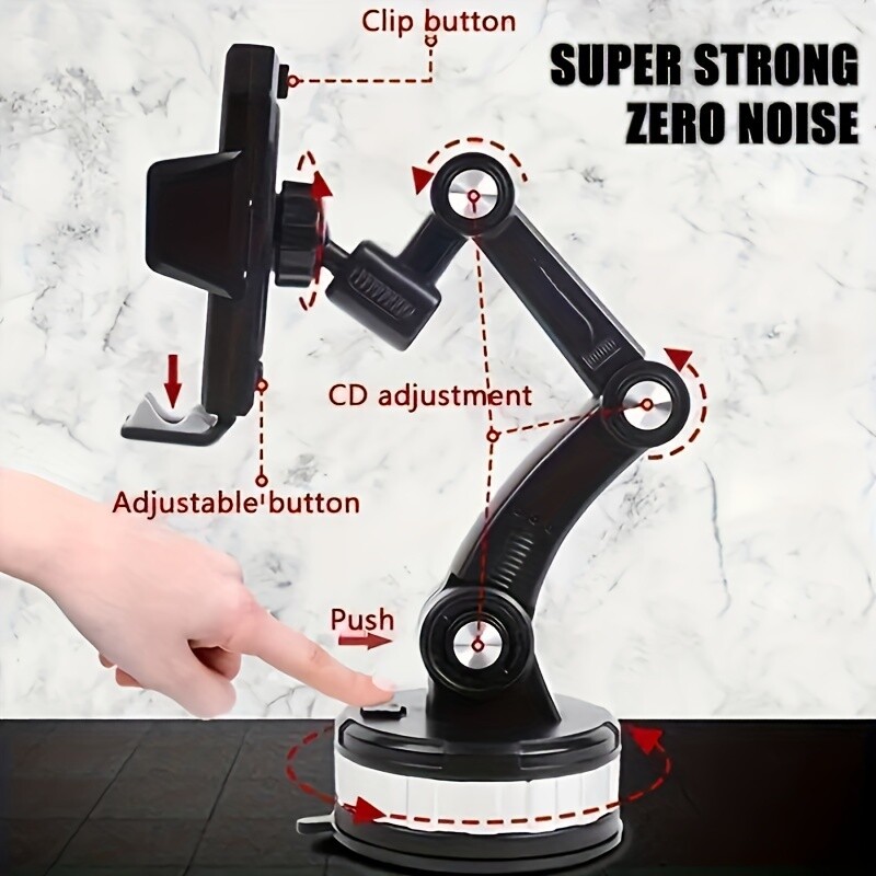 360° Universal Car Phone Mount - Windshield, Dashboard, Or Desk Use With Suction Cup