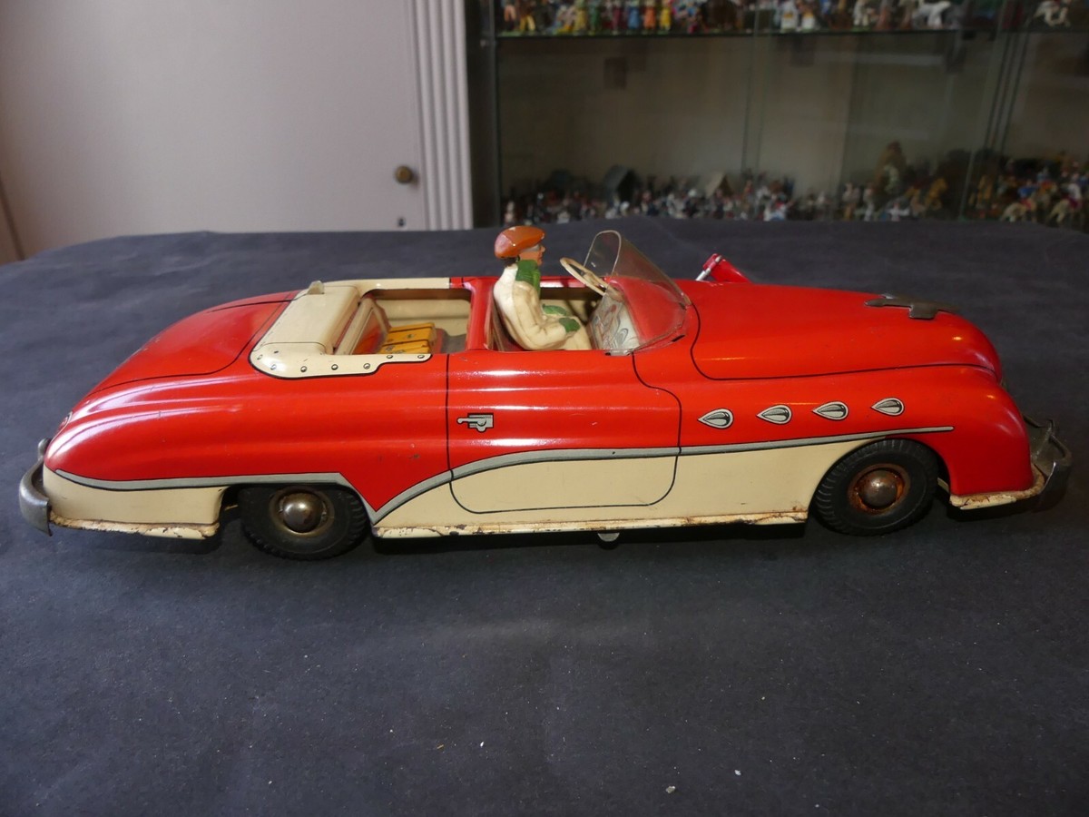 Jouet Ancien Joustra – Cabriolet Électrique Réf. 2801 – Tôle – Voiture Vintage