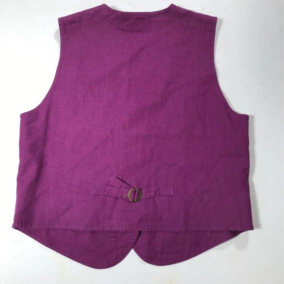 Marsh Landing 女式背心紫色口袋无袖纽扣衬里小号 PM — 第 3/4 张图片