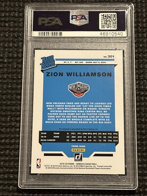 ZION WILLIAMSON 2019 DONRUSS PSA 10 RATED ROOKIE RC ORANGE LASER