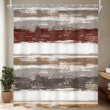 Abstract Brown Gray Shower Curtain Extra Long Oil Painting 72Wx84H Inch Decor
