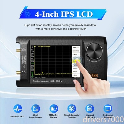 Signal Generator with 4'' IPS LCD SA5 100K-5.3GHz Handheld Spectrum Analyzer