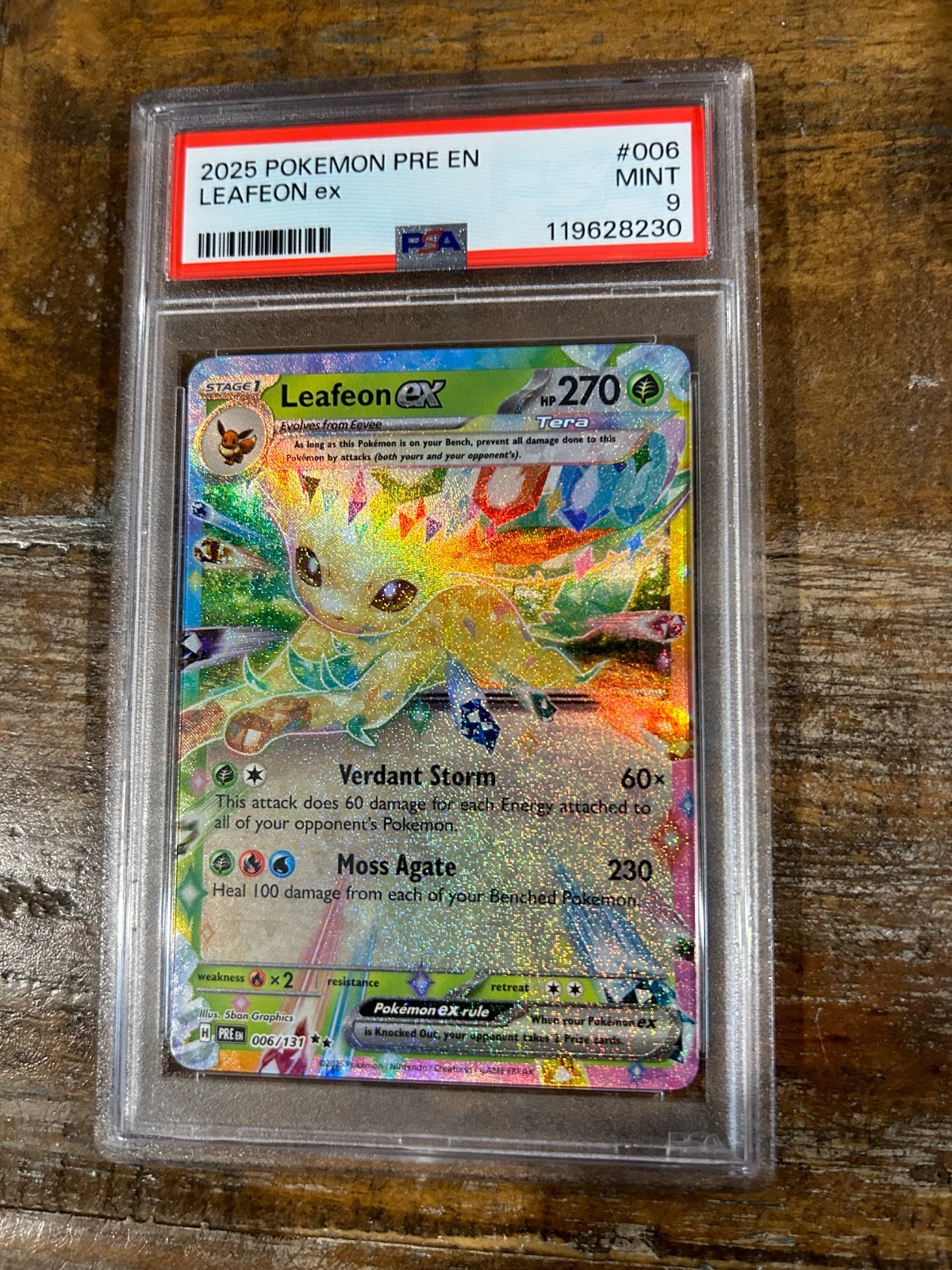 POKEMON 2025 Prismatic Evolutions LEAFEON EX #006 PSA 9 Mint RARE