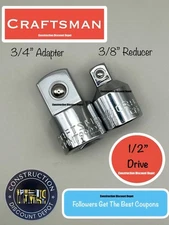 Craftsman 1/2" Drive to 3/8"  & 3/4" Socket Adapter Reducer Set 1/2 in. Dr.