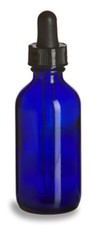 12 Twelve 2 oz Cobalt Blue Glass Boston Round Bottles Glass Dropper