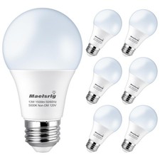 100 Watt Light Bulb Equivalent A19 LED - 90 CRI, 13W 1500LM, Daylight 5000K, ...