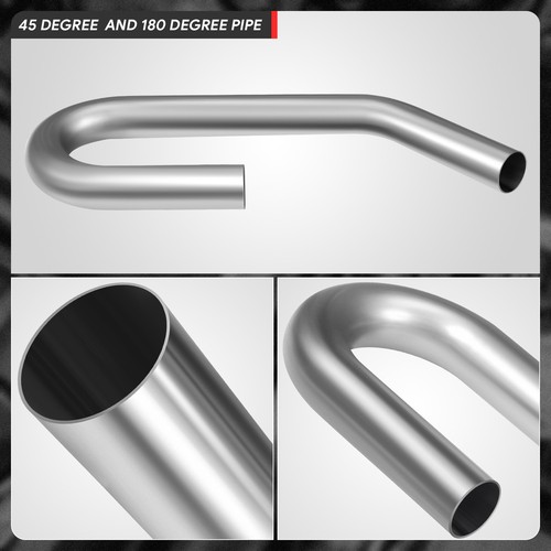 3" Inch OD DIY Custom 45 & 180 Degree U Bends Pipe Exhaust Tubing Mild Steel - Bild 4 von 6