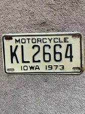 1973 Iowa Motorcycle License Plate - KL 2664 - Nice!