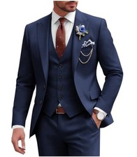 Mens Suit 3 Piece Slim Fit Wedding Business Suits for Men Three Piece Suit Se...