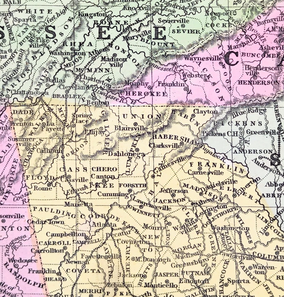 Mapa ESTADOS DEL SUR 1852 ORIGINAL (16x10) FLORIDA GEORGIA CAROLINA DEL SUR Foto 2 de 4