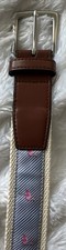 Vintage Men  s Size 40 IZOD Lacoste Flamingo Belt Fabric  Leather  7012