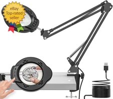 Magnifying Glass with Light and Clamp 15X 10X Desk Magnifying Lamp 84 LED Real