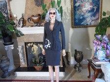 Moschino Cheap and Chic Dark Gray Floral Appliqu  Skirt Suit Size US 6