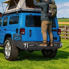 Rear Bumper W39w Led Light License Plate D-rings For 07-18 Jeep Wrangler Jk Jku