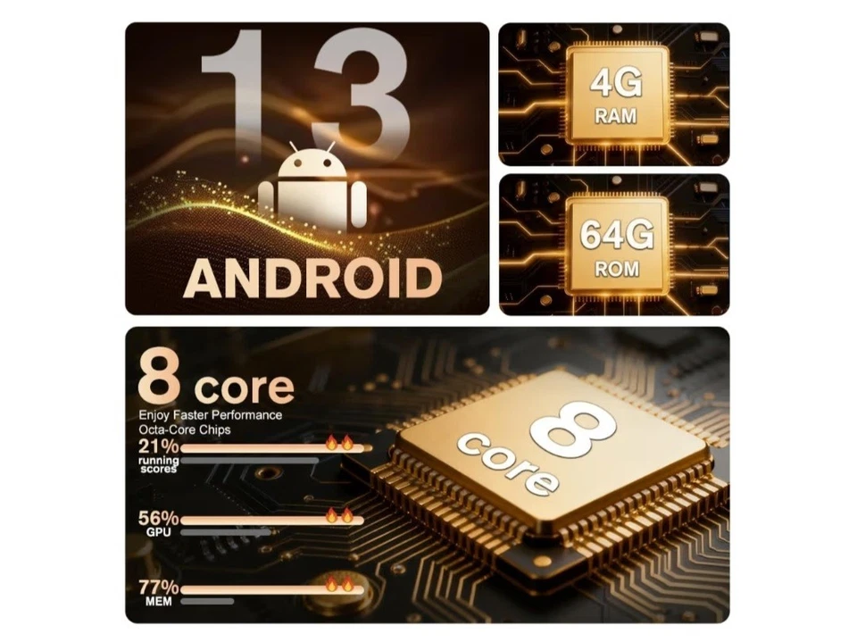 8 Core Car Radio Stereo for Dodge RAM 1500 2500 3500 4+64GB 2013-2018 Manual AC - Image 2 of 4