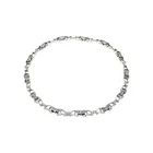 Estate Art Deco Silver Rhodium Rhinestone Choker Necklace Geometric Chain Link