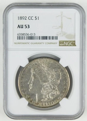 1892-CC $1 Morgan Silver Dollar NGC AU53 Circulated Better Date Coin C4252
