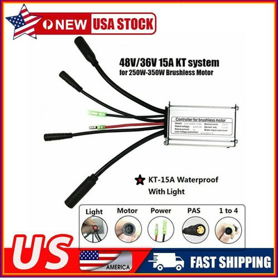 #ad Electric Bicycle Controller 36V 48V KT 15A For 250W 350W Brushless Motor USA $43.15