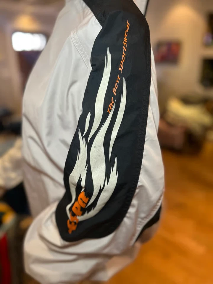 Chaqueta cortavientos ESPN vintage crema llamas talla XL cremallera completa Foto 2 de 4