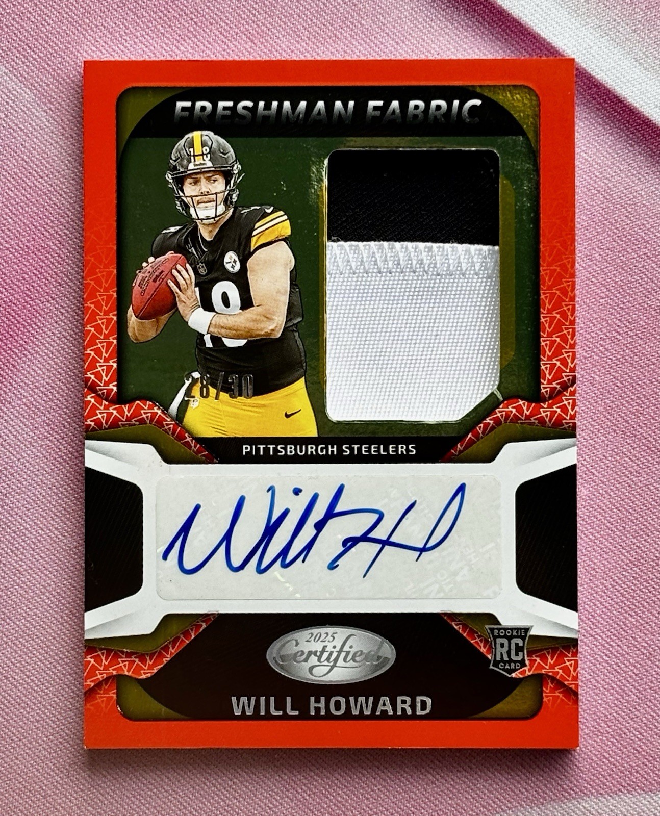 2025 Panini Certified Will Howard Orange Freshman Fabric Patch Auto /30 #FBC-WHD