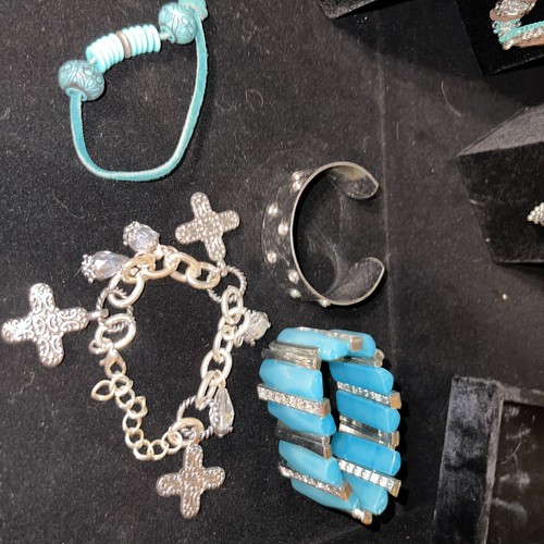 Estate Lot Turquoise Silver Tone Jewelry Boho Southwest Hippie Chunky Statement - Picture 7 of 20