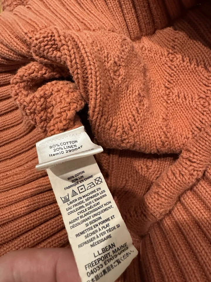 Suéter LL Bean Signature tejido con cable para hombre talla pequeña mezcla de algodón y lino Foto 4 de 4
