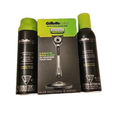 Gillette Labs Men's Exfoliating Razor plus Shaving Cream Bundle Of 3 New