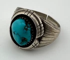 Men's Sterling Silver Turquoise Native Ring Size 12 Vintage AS IS 10g