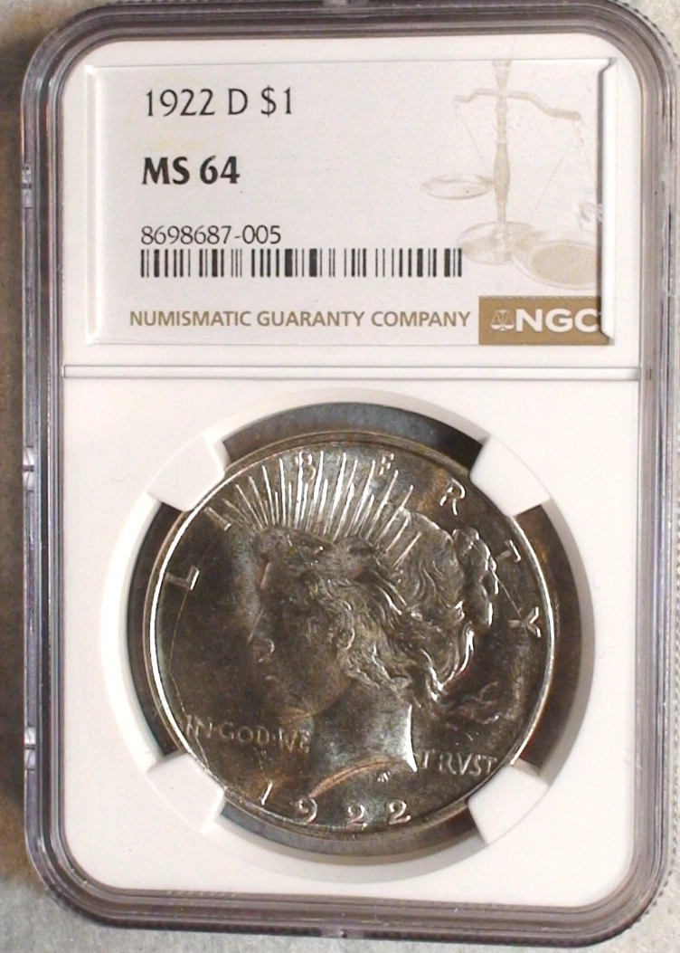 Silver MS 64 Graded 1922 Year Peace Dollars (1921-1935) for sale