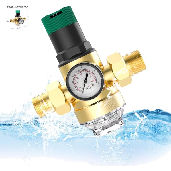 Wasserdruckminderer Wasserfilter Manometer 3/4 Zoll Messing Druckregler-image